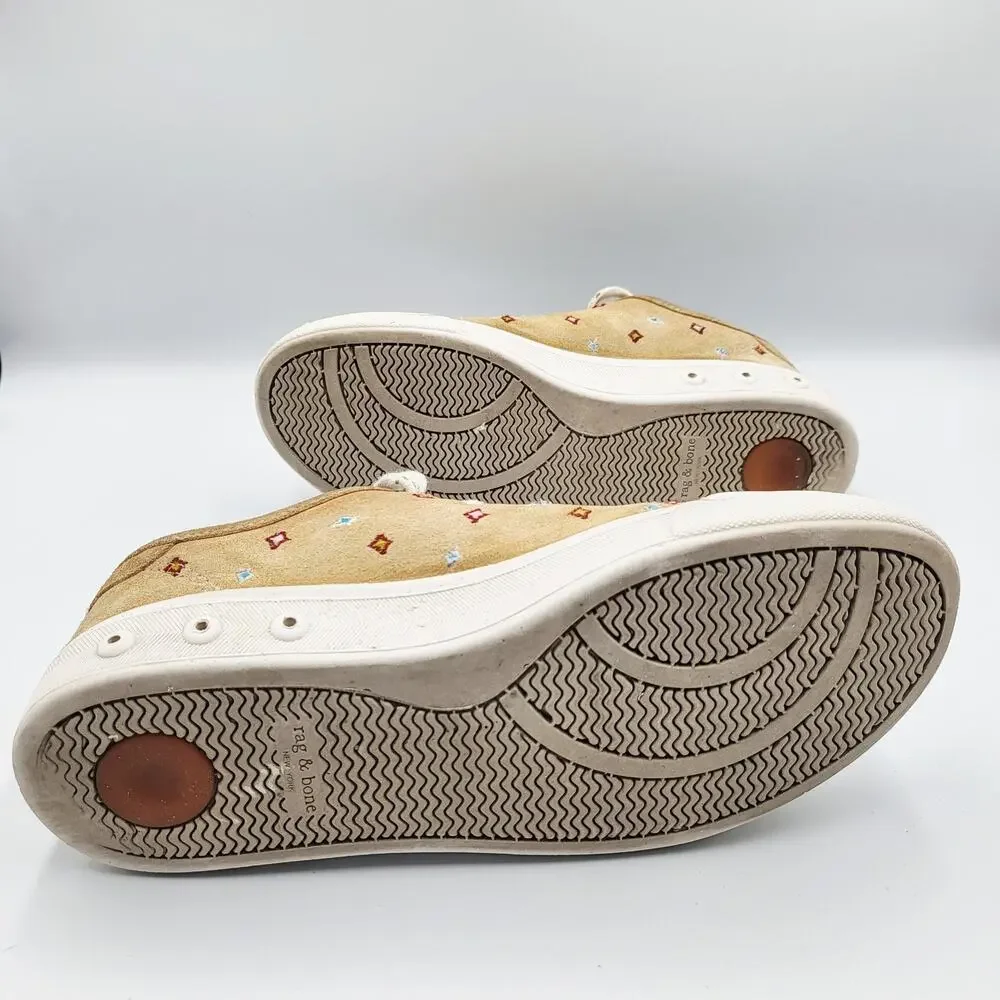 rag & bone Womens Sz 36 US-6 Standard Issue Dune Tan Embroidered Lace-Up Sneaker
